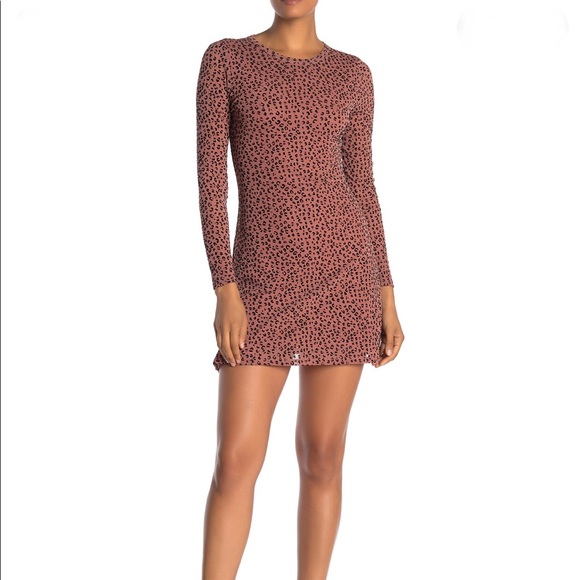leopard print long sleeve mini dress